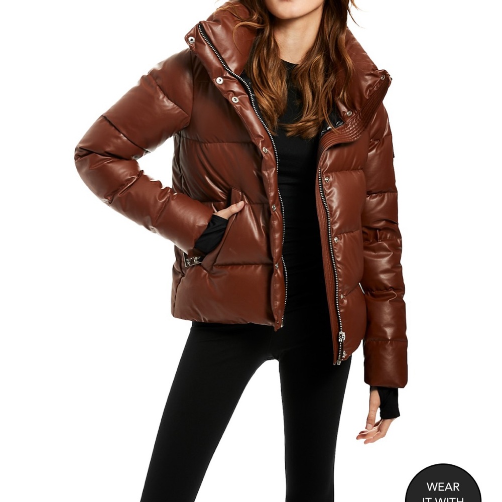 SAM. Isabel Faux Leather Puffer Coat Size Small